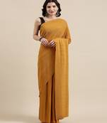 Gold Soft Knitted Lycra With Pleated Pallu Saree With Blouse Piece