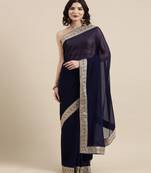 Blue Georgette Saree With Blouse Piece