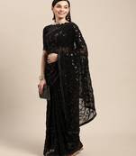 Black Georgette Saree With Blouse Piece
