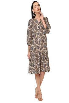 Beige Paisley Printed   Tunic Dress