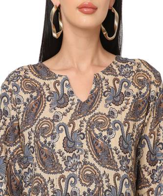 Beige Paisley Printed   Tunic Dress 4