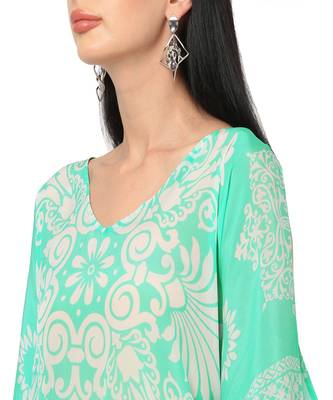 Mint Floral Printed Cold-Shoulder  Kaftan Top 6