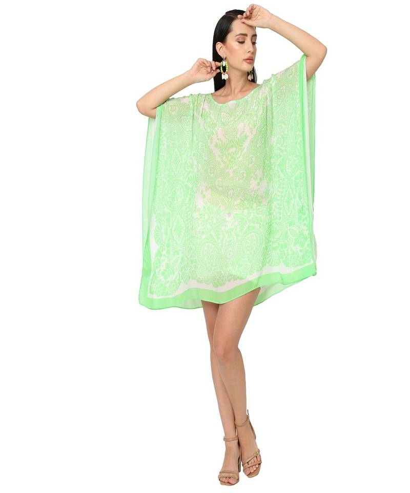 Mint Abstract Print Kaftan Top