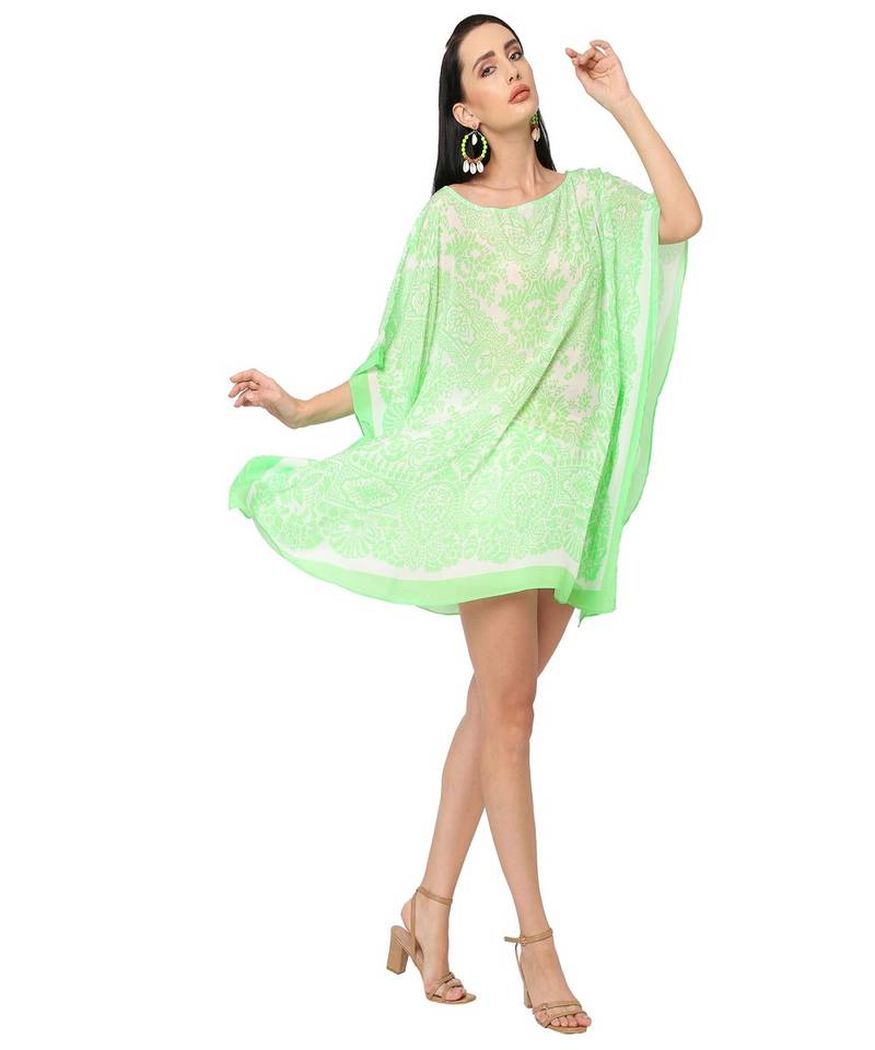 Mint Abstract Print Kaftan Top
