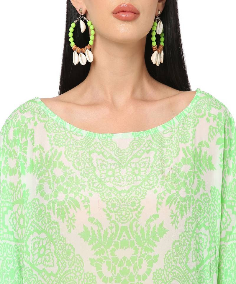 Mint Abstract Print Kaftan Top