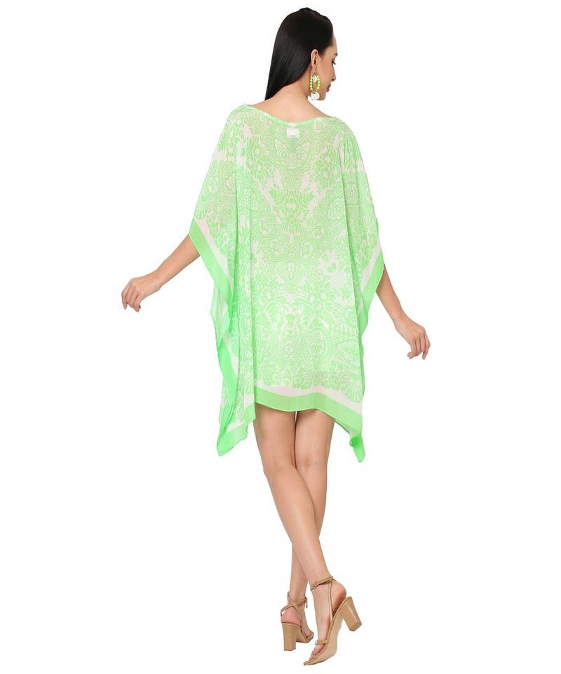 Mint Abstract Print Kaftan Top