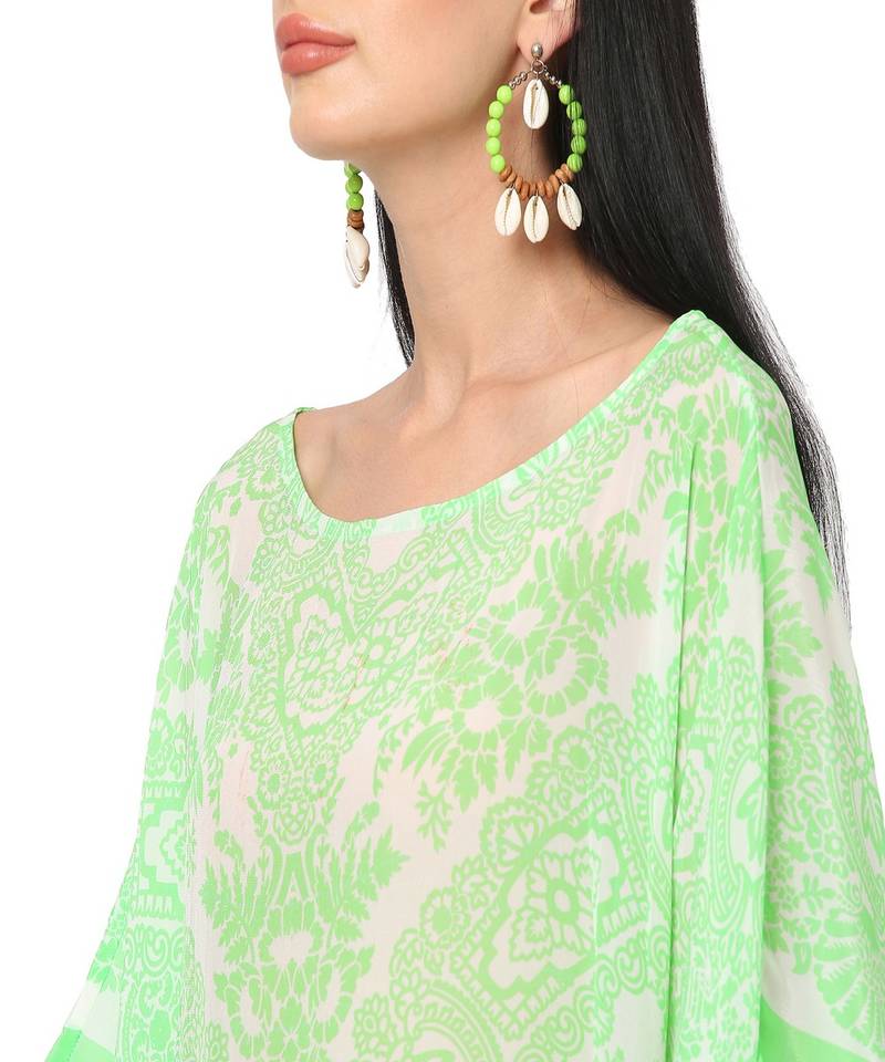 Mint Abstract Print Kaftan Top