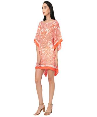 Orange Abstract Print Kaftan Top 2