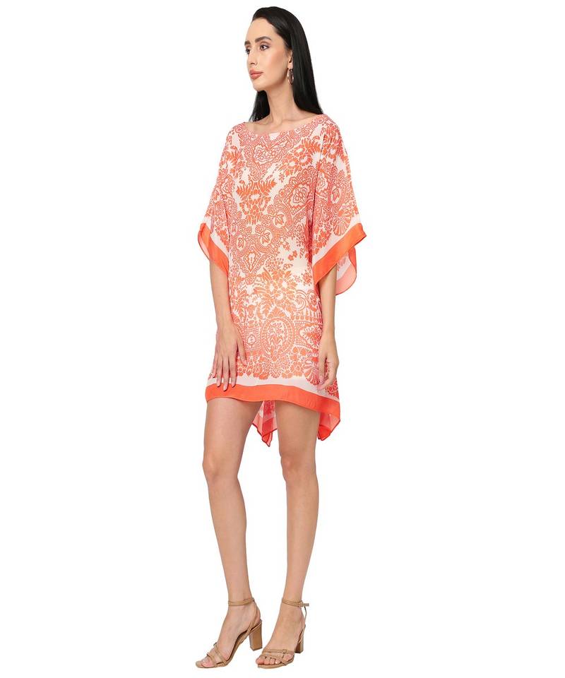 Orange Abstract Print Kaftan Top