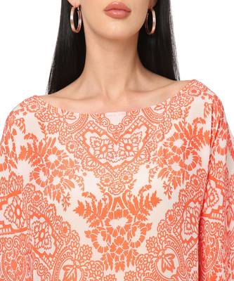 Orange Abstract Print Kaftan Top 3