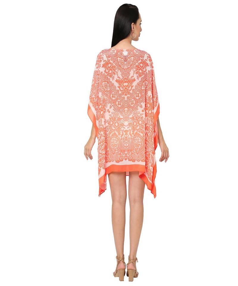 Orange Abstract Print Kaftan Top