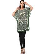 Green Abstract Print Kaftan Top