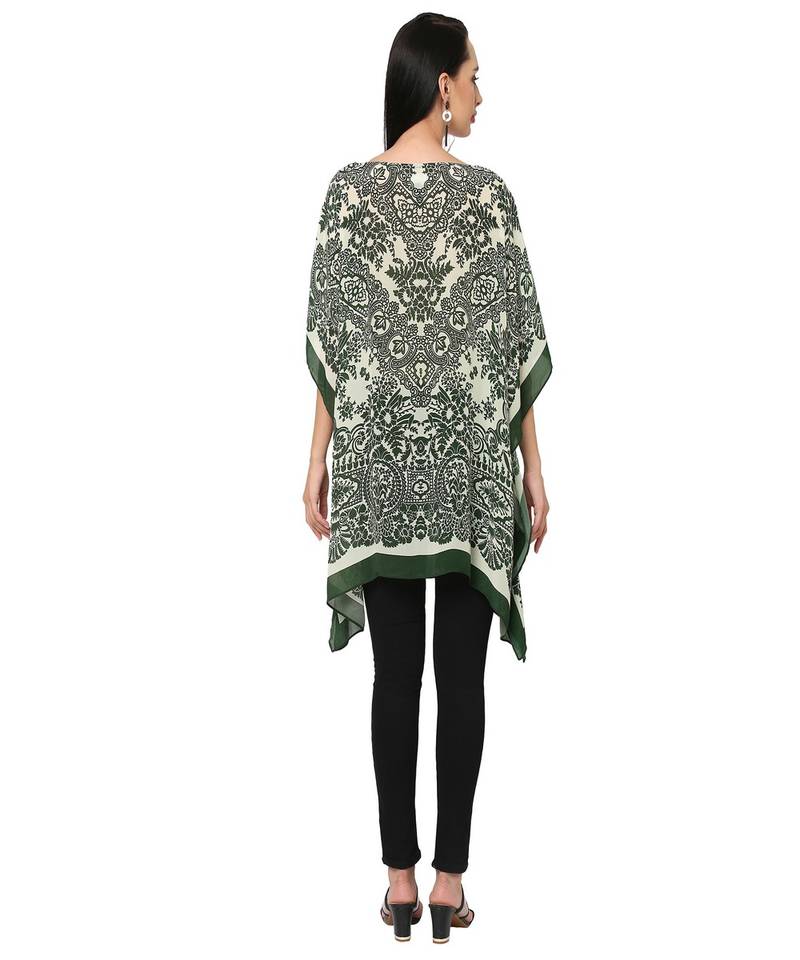 Green Abstract Print Kaftan Top