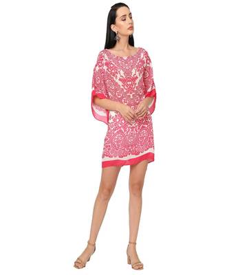Peach Abstract Print Kaftan Top 1