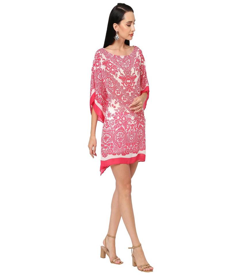 Peach Abstract Print Kaftan Top