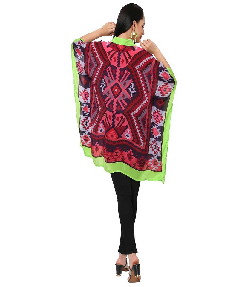 Pink Color Kilim Print Kaftan Shirt