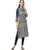 Green & Blue Ethnic Motifs Printed Kurta