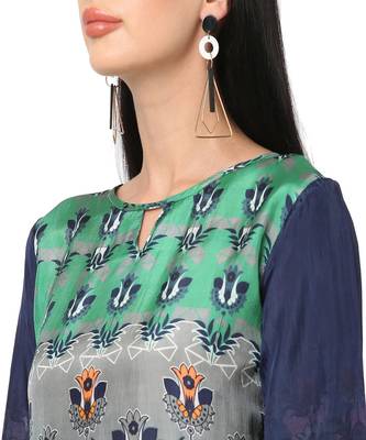Green & Blue Ethnic Motifs Printed Kurta 6