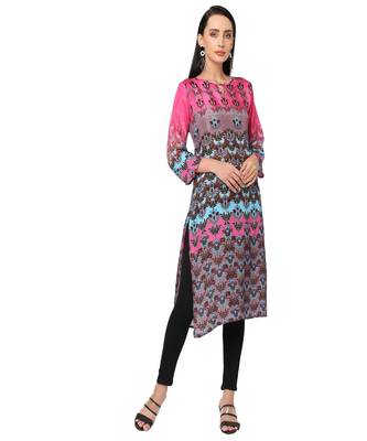 Pink & Brown Ethnic Motifs Printed Kurta 1