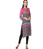 Pink & Brown Ethnic Motifs Printed Kurta