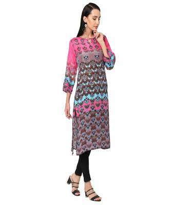 Pink & Brown Ethnic Motifs Printed Kurta 2