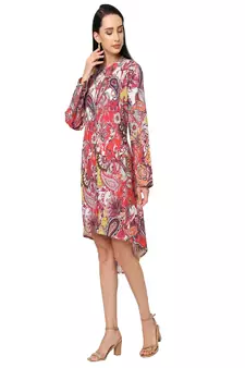 Multicoloured Ethnic Motifs A-Line Dress