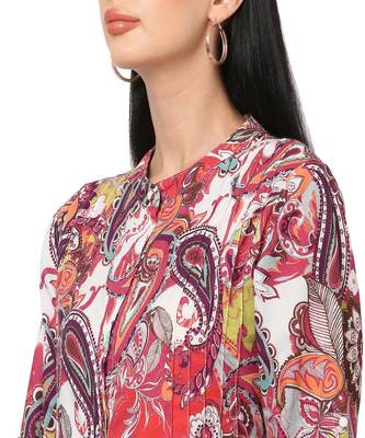Multicoloured Ethnic Motifs A-Line Dress 7