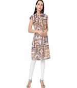Brown & Beige Classic Chain Printed Tunic Dress
