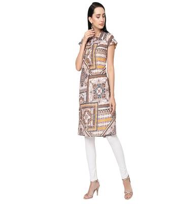 Brown & Beige Classic Chain Printed Tunic Dress 2