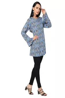 Blue Abstract Printed Short Tunic