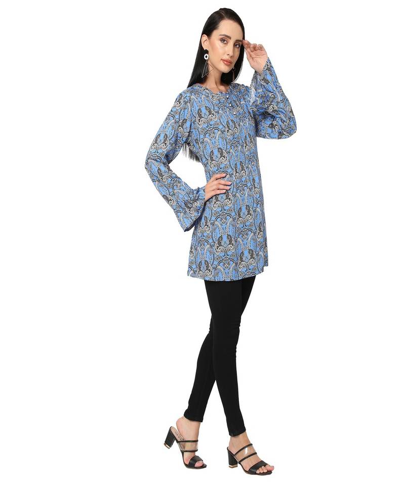 Blue Abstract Printed Short Tunic