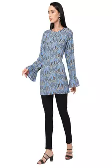 Blue Abstract Printed Short Tunic