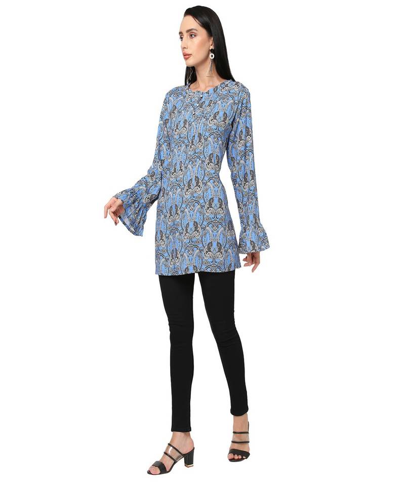 Blue Abstract Printed Short Tunic