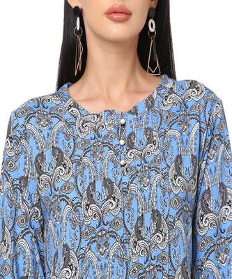 Blue Abstract Printed Short Tunic 4