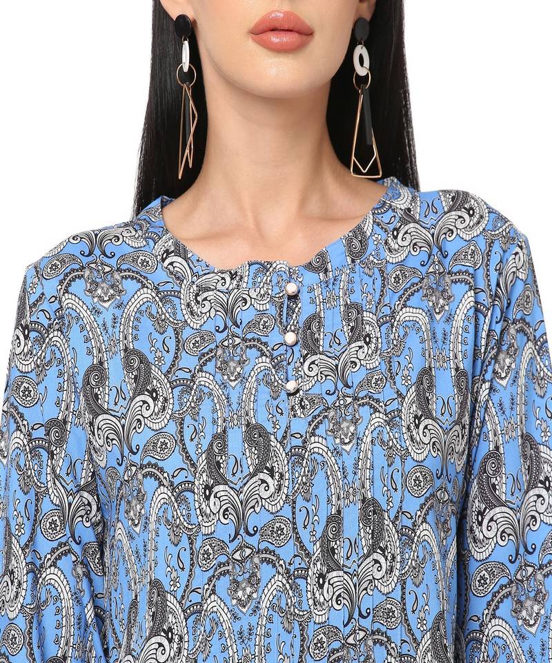 Blue Abstract Printed Short Tunic