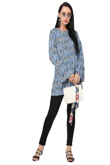 Blue Abstract Printed Short Tunic