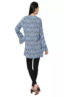 Blue Abstract Printed Short Tunic
