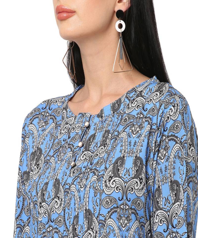Blue Abstract Printed Short Tunic