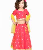 Rani Pink Silk Blend Zari Work Lehenga Choli for Kids