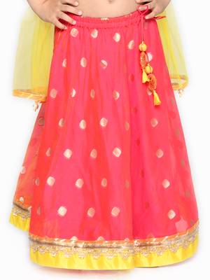 Rani Pink Silk Blend Zari Work Lehenga Choli for Kids 4