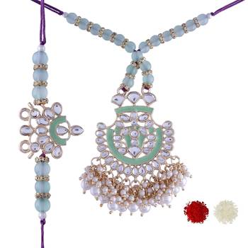 Designer Bhaiya Bhabhi Hanging Lumba Rakhi Combo Set Rakshabhandan  2