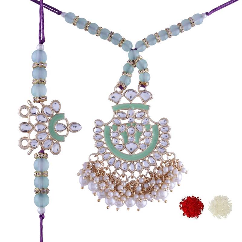 Designer Bhaiya Bhabhi Hanging Lumba Rakhi Combo Set Rakshabhandan 