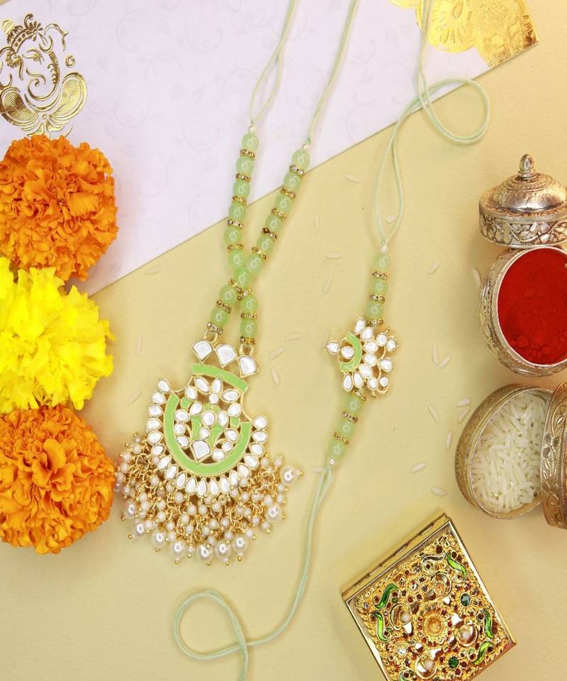 Designer Bhaiya Bhabhi Hanging Lumba Rakhi Combo Set Rakshabhandan 