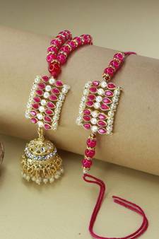 Designer Bhaiya Bhabhi Hanging Lumba Rakhi Combo Set Rakshabhandan (R069QCO)