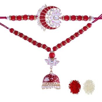 Designer Bhaiya Bhabhi Hanging Lumba Rakhi Combo Set for Rakshabhandan  3