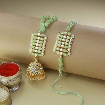 Designer Bhaiya Bhabhi Hanging Lumba Rakhi Combo Set for Rakshabhandan  1