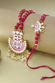 Designer Bhaiya Bhabhi Hanging Lumba Rakhi Combo Set for Rakshabhandan (R066PiCO)