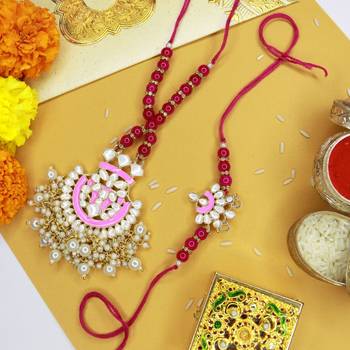 Designer Bhaiya Bhabhi Hanging Lumba Rakhi Combo Set for Rakshabhandan  2