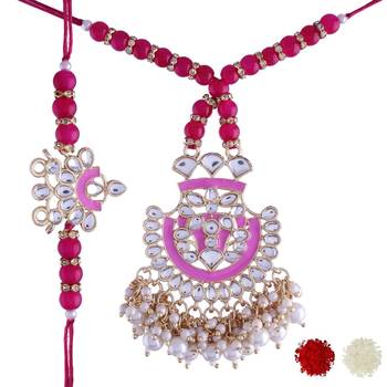 Designer Bhaiya Bhabhi Hanging Lumba Rakhi Combo Set for Rakshabhandan  3