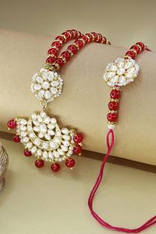 Designer Bhaiya Bhabhi Hanging Lumba Rakhi Combo Set for Rakshabhandan (R068QCO)